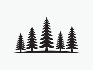 Obraz premium set of silhouette pine tree