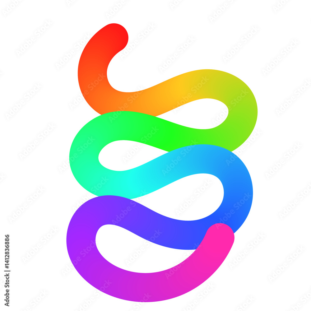 Aufkleber abstract wavy gradient background with colorful squiggle lines, neon ribbon shapes, fluid swirl patt