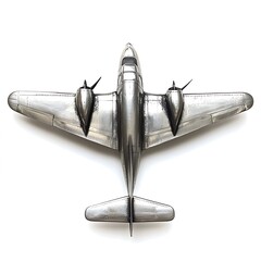 Metal Airplane Model with Top View.