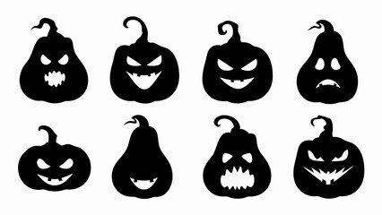 set halloween pumpkin silhouette vector on white background