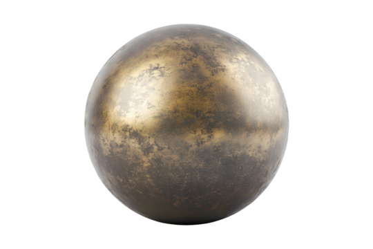 Bronze metallic sphere 3d render isolated on transparent background