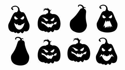 set halloween pumpkin silhouette vector on white background