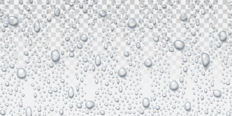 Vector Water drops on glass. Rain drops on transparent background