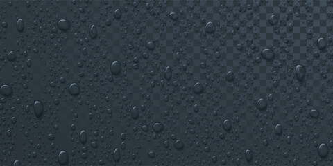 Vector Water drops on glass. Rain drops on transparent background