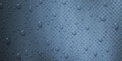 Vector Water drops on glass. Rain drops on transparent background