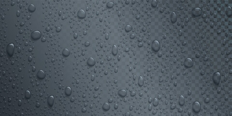 Vector Water drops on glass. Rain drops on transparent background