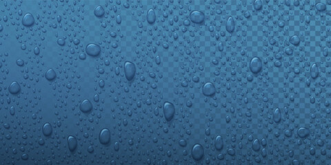 Vector Water drops on glass. Rain drops on transparent background