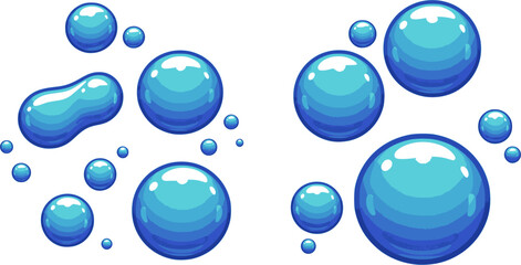 Soap Bubbles Solid Icon. Set Of Soapy Air Bubbles Floating , water bubbles In Different Arrangements Silhouette Symbol. Isolated Vector Illustration
