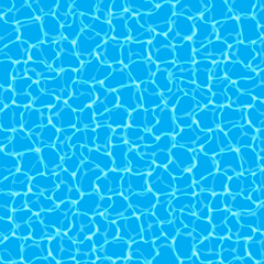 Blue water background. Seamless blue ripples pattern. Water pool texture bottom background. Vector illustration