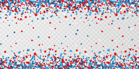 Celebration Holiday confetti in US flag colors. 4th July independence day background