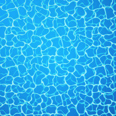 Blue water background. Seamless blue ripples pattern. Water pool texture bottom background. Vector illustration