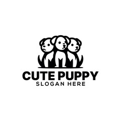 cute puppy silhouette logo vector line art logo design	