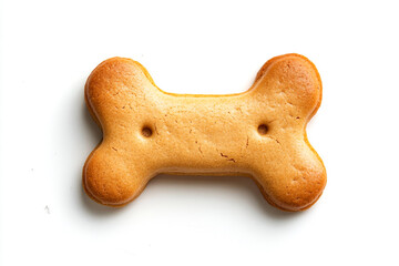 Single Dog Biscuit Bone Shaped Cookie Isolated on White Background