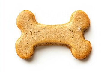 Single Homemade Dog Bone Shaped Cookie on White Background