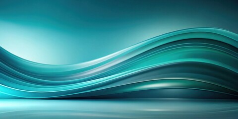 Fototapeta premium Abstract Teal Swirling Waves Background Design for Modern Presentations