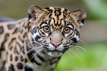 Fototapeta premium Majestic wild cat observing its surroundings in a lush tropical habitat during daylight