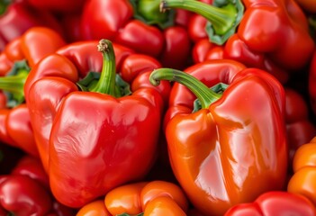 Vibrant sweet peppers, close-up, showcasing texture and color, detail, agriculture