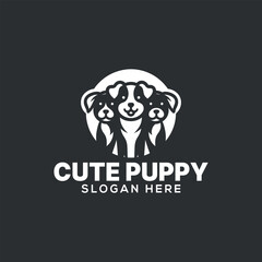 cute puppy silhouette logo vector line art logo design	