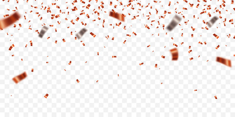 Colorful red confetti. Celebration carnival falling shiny glitter confetti. Luxury greeting card. Vector illustration