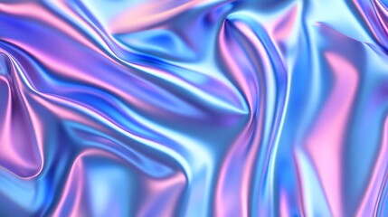 Obraz premium Holographic iridescent fabric draped in flowing folds.