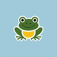 Cute frog cartoon logo in soft colors for children and playful branding

