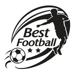 Football player icon vector illustration depicts a soccer game silhouette with a player kicking the ball in a fun sport