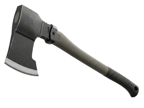 High-resolution image of a tactical breaching axe, horizontal side view isolated on transparent background ,PNG. - Powered by Adobe