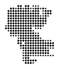 Symbol Map of Auburn (United States) showing the city with a pattern of just a few black dots