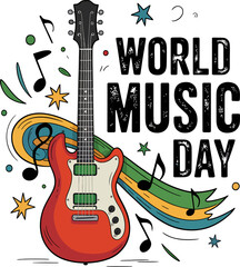 World Music Day Globe Design in Flat Style.