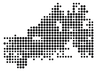 Symbol Map of Madison (United States) showing the city with a pattern of just a few black dots