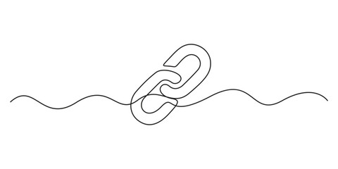 Linear background of chain. Continuous one line drawing of a chain. Chain icon isolated white background. Vector illustration