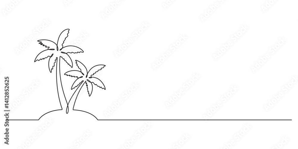 Aufkleber palm tree single line continuous drawing. abstract line art palm tree. vector illustration