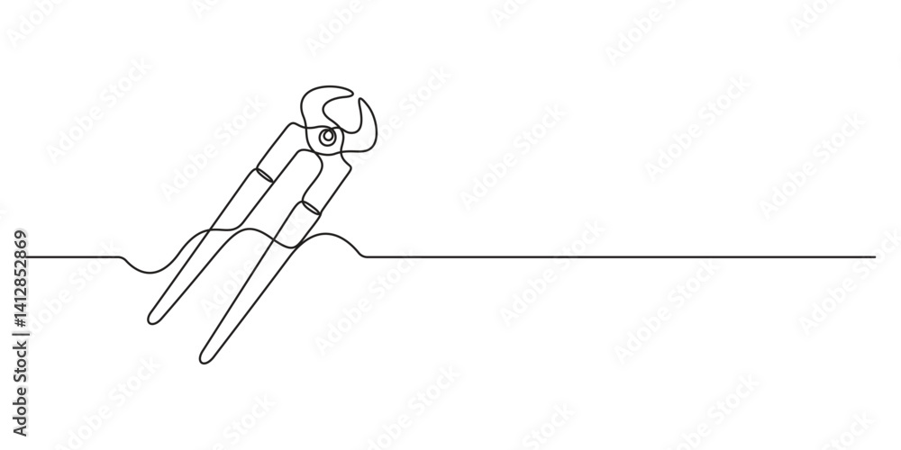 Poster continuous one line drawing of repair wrench tool. mechanical tool icon. isolated on white backgroun
