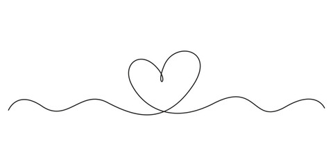 Heart. Abstract love symbol. Continuous line art drawing heart symbol vector illustration