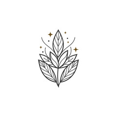 Botanical Emblem with Leaf Elements for Eco Branding