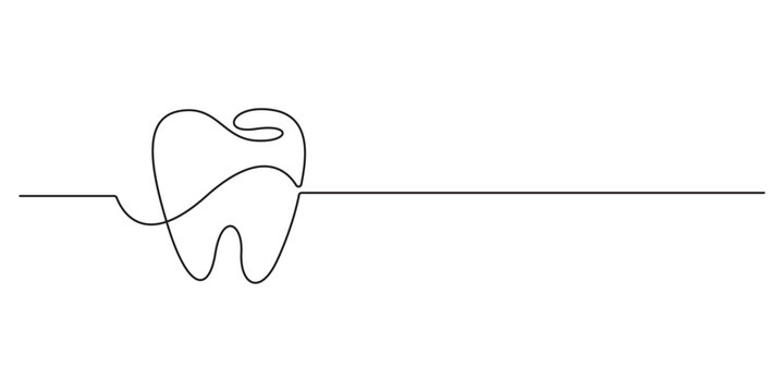 Tooth icon in continuous line drawing style. Single line art tooth icon. Vector illustration