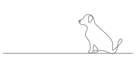 Dog in continuous line art drawing style isolated on white background graphic illustration