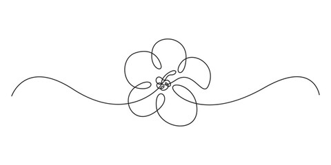 Flower drawn by continuous one line drawing vector illustration