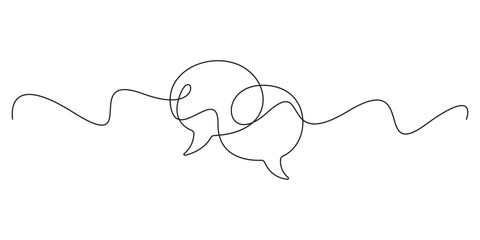 Continuous one line drawing of speech bubble doodle vector illustration