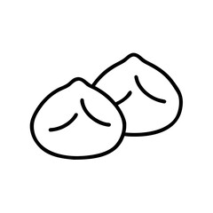 Obraz premium Steamed dumplings icon in black outline on white background