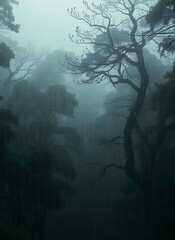 Misty Rainforest in Gentle Rain