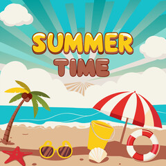 Colorful floral wreath with the text hello Summer in the center
