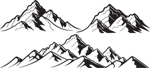 Mountains icon vector Hike travel vector illustration sign rocky mountains silhouette