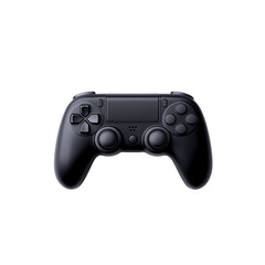 Black video game controller with buttons for gaming on consoles and computers in modern style
