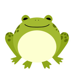 Cute Green Frog Cartoon Flat Vector Illustration