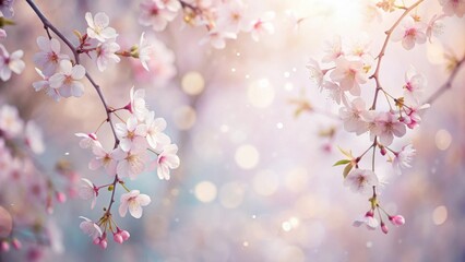 Delicate Spring Blossoms on Branch with Soft Bokeh Background