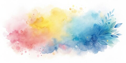 Fototapeta premium Abstract Watercolor Wash Background with Delicate Blue Floral Element