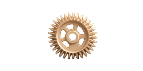 Vintage gear wheel with radiant design and strong symmetrical structure in soft light tan color