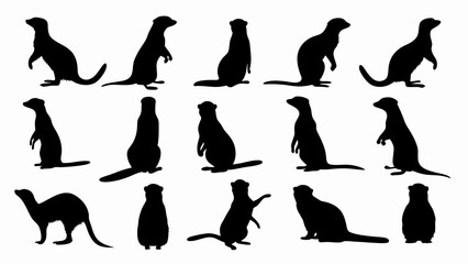 set meerkat silhouette vector on white background