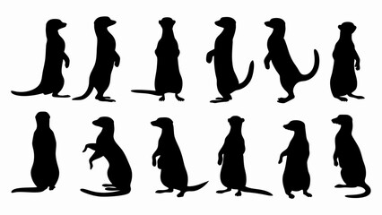 set meerkat silhouette vector on white background